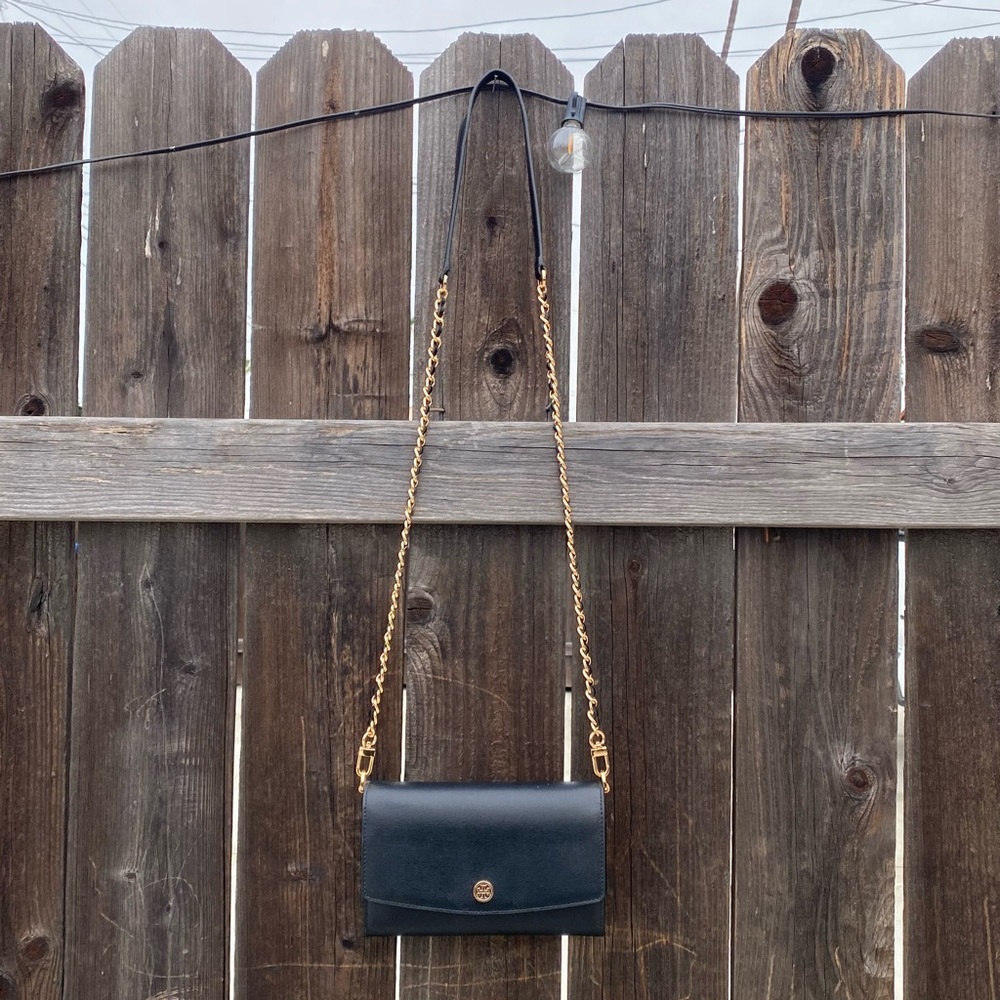 Tory Burch Black Crossbody Bag with Gold Chain